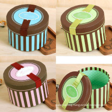 Exquisite Printing Round Paper Boxes with Tag and Ribbon